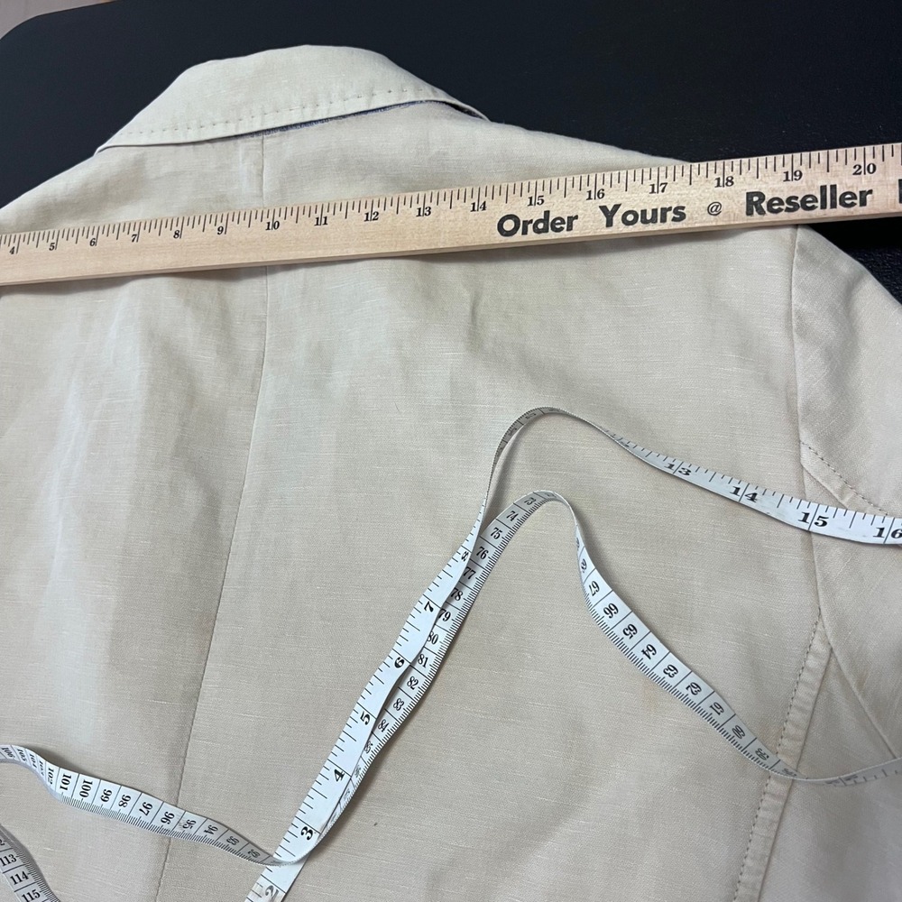 Napapijri Blazer Mens XL Beige Linen Blend Unstructured Herringbone Neutral - Picture 12 of 16